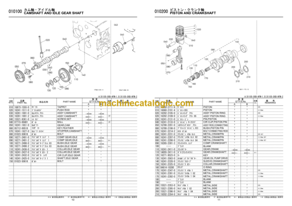 Hitachi D1105-EKB-HFM-1, D1105-EKB-HFM-2 Engine Parts Catalog