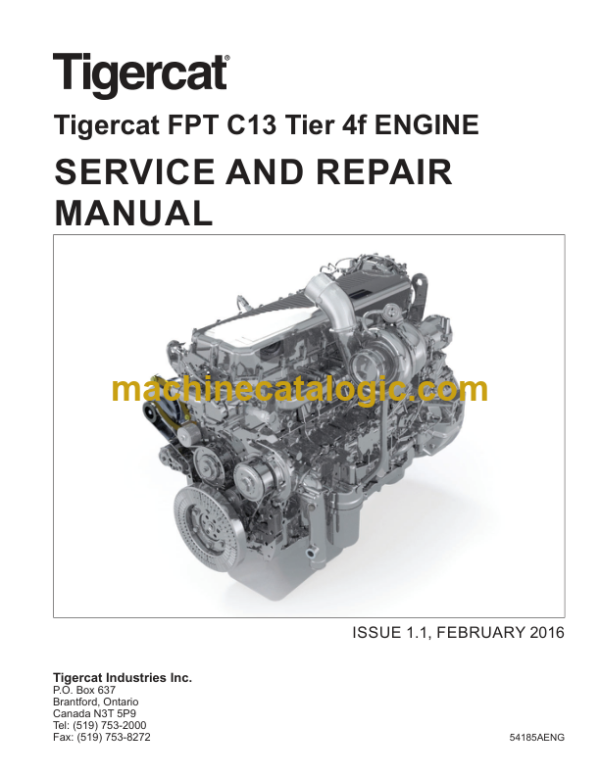 Tigercat FPT C13 Tier 4f Engine Service and Repair Manual (54185A)