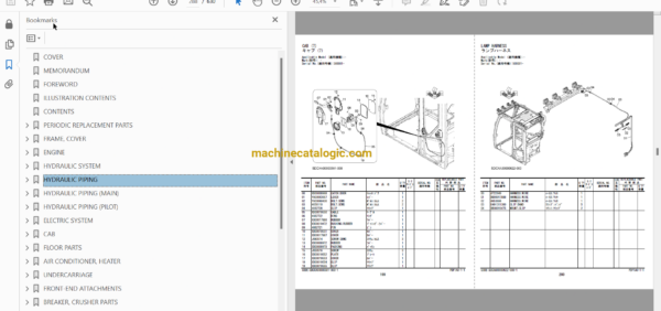 Hitachi ZX225US-7 (JPN Spec.) Hydraulic Excavator Full Parts Catalog Hitachi ZX225US-7 (JPN Spec.) Hydraulic Excavator INDEX: