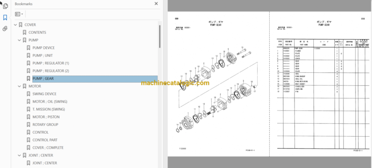 Hitachi ZX170W-5B Wheeled Excavator Full Parts and Engine Parts Catalog