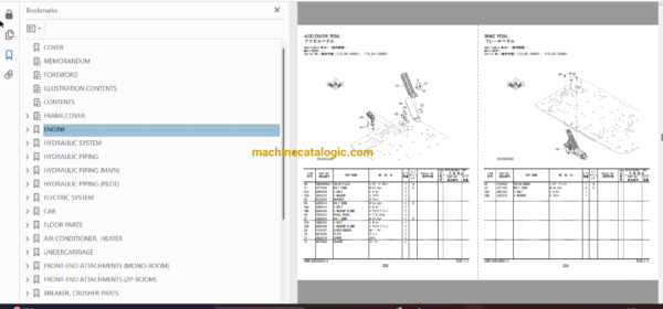 Hitachi ZX170W-5B Wheeled Excavator Full Parts and Engine Parts Catalog