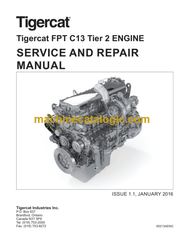 Tigercat FPT C13 Tier 2 Engine Service and Repair Manual (60213A)