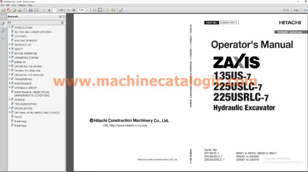 Hitachi Operator's Manual 07.2024