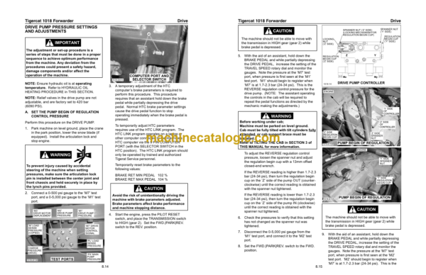 Tigercat 1018 Forwarder Service Manual (10180101 - 10180499)