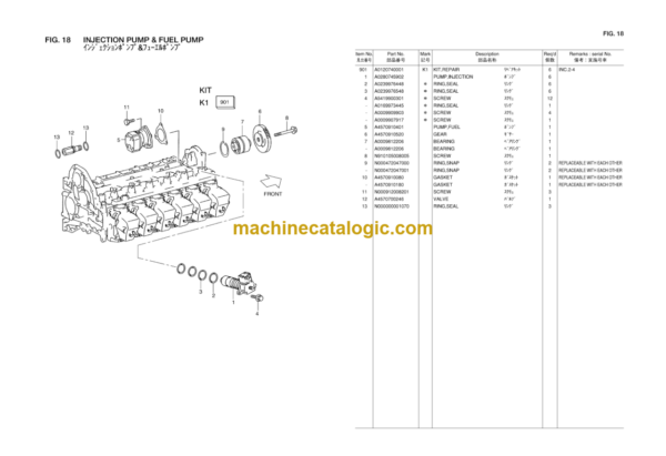 Hitachi OM460LA Diesel Engine Parts Catalog