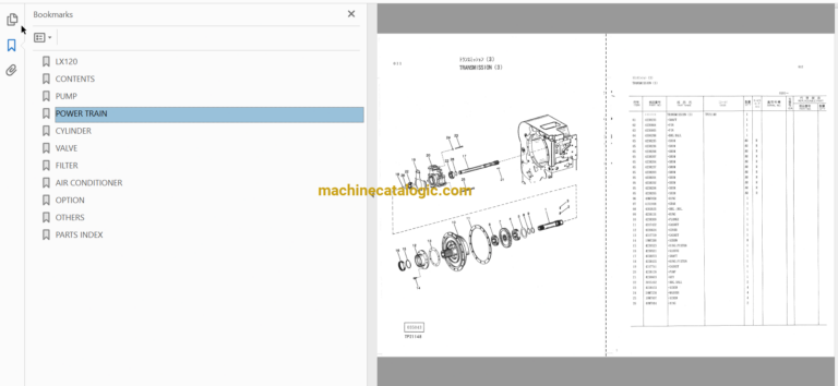 Hitachi LX120 Wheel Loader Full Parts Catalog