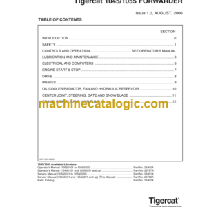 Tigercat 1045, 1055 Forwarder Service Manual (10450101 - 10450300)