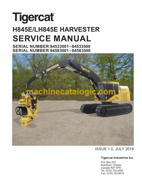 Tigercat H845E, LH845E Harvester Service Manual (84533001 - 84533500)