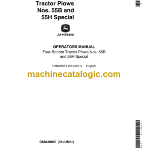 John Deere Nos. 55B and 55H Special Four-Bottom Tractor Plows Operator's Manual (OMA38651