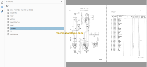 Hitachi UH12-7,UH121LC-7,UH143,UH143LC Hydraulic Excavator Full Parts Catalog