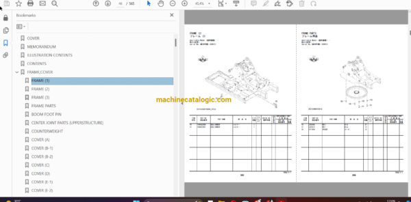 Hitachi ZX225USRLC-5B Hydraulic Excavator Full Parts Catalog