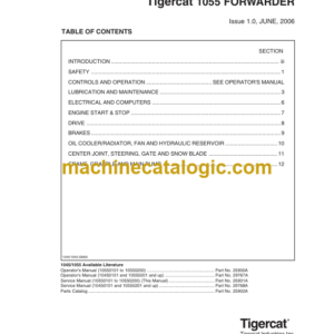 Tigercat 1055 Forwarder Service Manual (10550101 - 10550300)