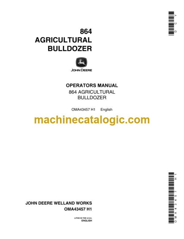 John Deere 864 Agricultural Bulldozer Operator's Manual (OMA43457)