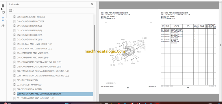 Hitachi ZX240-5B Series ISUZU(4HK1-XZSA02) Engine Parts Catalog