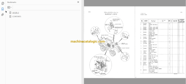 Hitachi LX120-2 Wheel Loader Full Parts Catalog