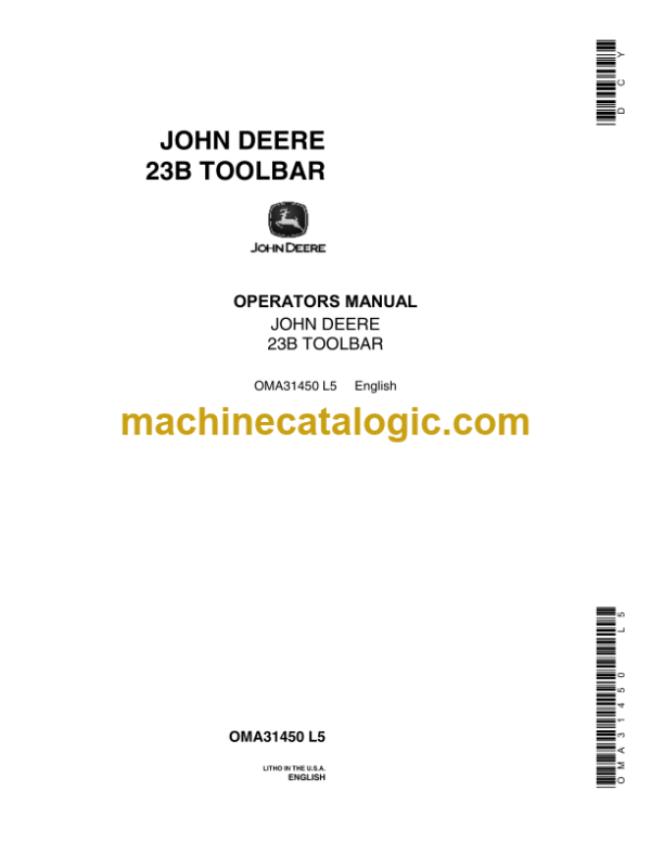 John Deere 23B Toolbar Operator's Manual (OMA31450)
