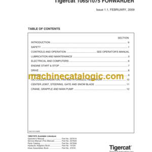 Tigercat 1065, 1075 Forwarder Service Manual (10650101 - 10650300)