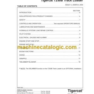 Tigercat T250B Loader Service Manual (250T0501 - 250T2000)