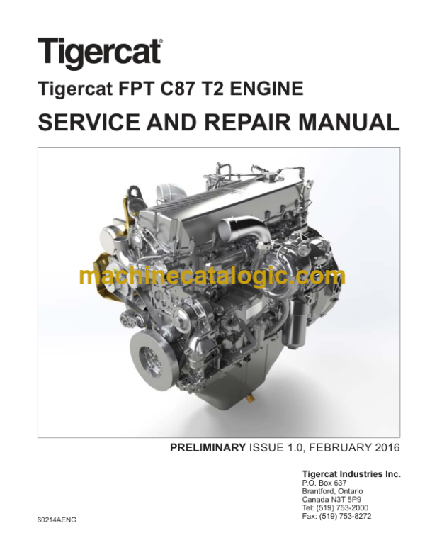 Tigercat FPT C87 T2 Engine Service and Repair Manual (60214A)