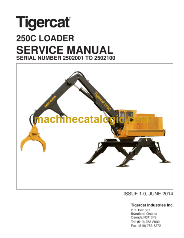 Tigercat 250C Loader Service Manual (2502001 - 2502101)