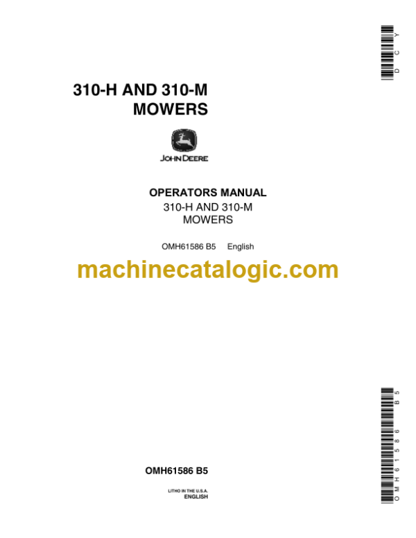 John Deere 310-H and 310-M Mowers Operator's Manual (OMH61586)