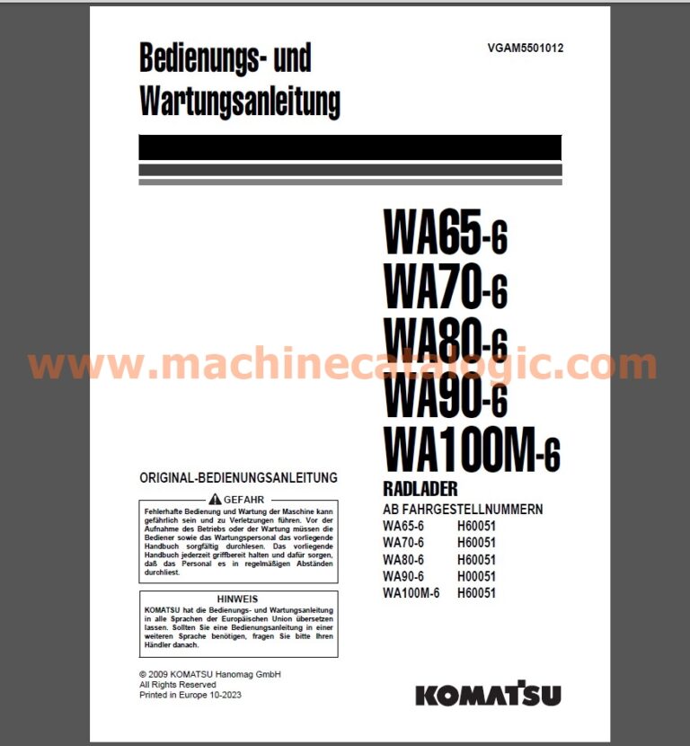 Komatsu WA65-6, WA70-6, WA80-6, WA90-6, WA100M-6 RADLADER Bedienungs- und Wartungsanleitung Deutsch