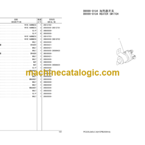 Komatsu PC220-8, PC240LC-8 Hydraulic Excavator Parts Book (DBBG0320, DBBD0006, DBBJ3000)