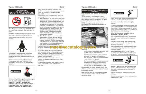 Tigercat 250C Loader Service Manual (2502001 - 2502101)