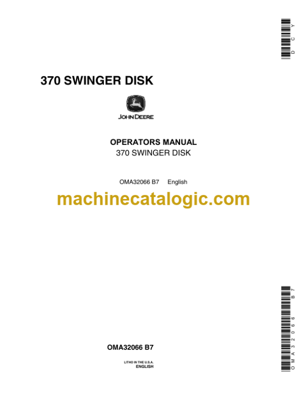 John Deere 370 Swinger Disk Operator's Manual (OMA32066)