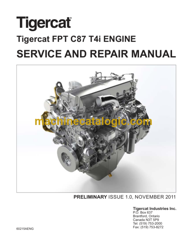 Tigercat FPT C87 T4i Engine Service and Repair Manual (60215A)