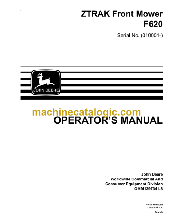 John Deere F620 ZTRAK Front Mower Operator's Manual (OMM139734L8)