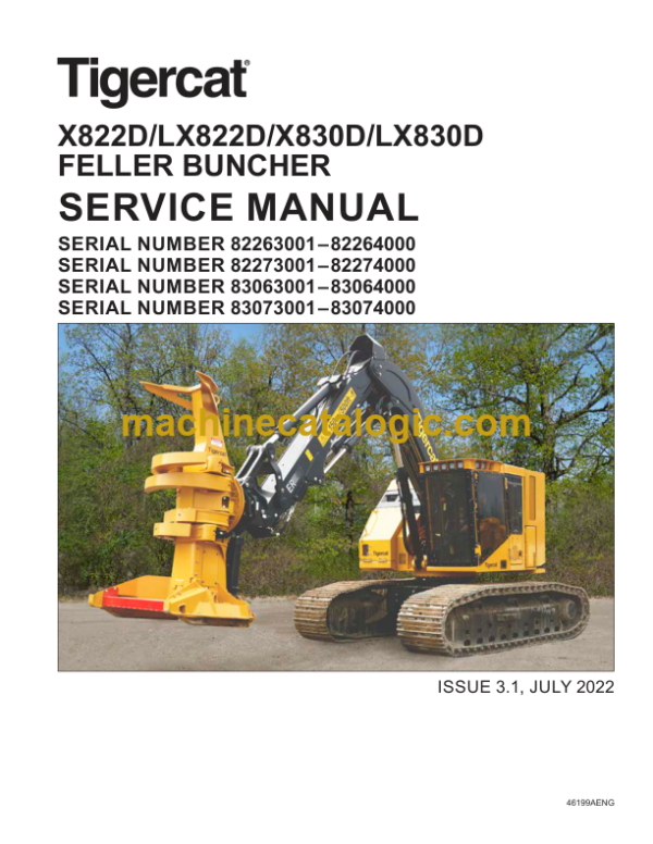 Tigercat X822D, LX822D, X830D, LX830D Feller Buncher Service Manual (82273001 - 82274000)