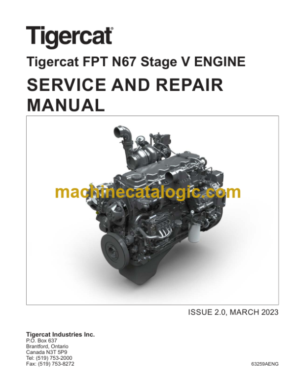 Tigercat FPT N67 Stage V Engine Service and Repair Manual (63259A)