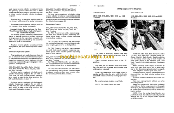 John Deere F350 and F360 Series Power-Reset Semi-İntegral Moldboard Plows Operator's Manual (OMA16733)