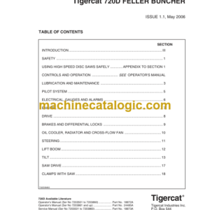 Tigercat 720D Feller Buncher Service Manual (7203861 - 7204400)