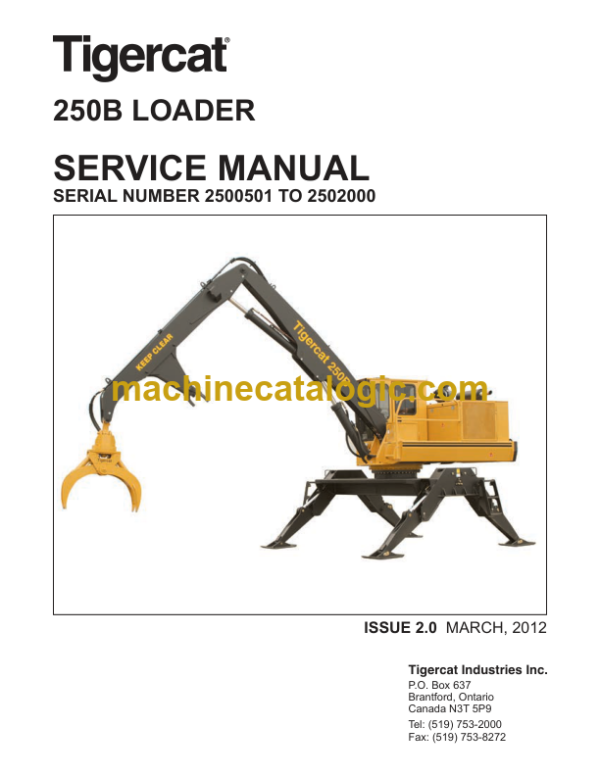 Tigercat 250B Loader Service Manual (2500501 - 2502000)