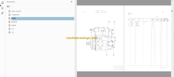 Hitachi UH35,UH501 Hydraulic Excavator Full Parts Catalog