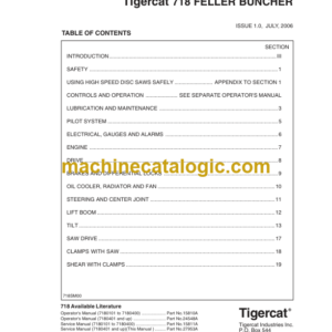 Tigercat 718 Feller Buncher Service Manual (7180401 - 7180900)