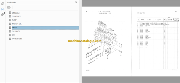 Hitachi EX120K-3 Excavator Full Parts Catalog