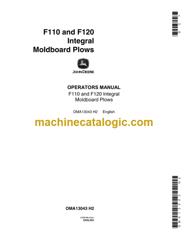 John Deere F110 and F120 Integral Moldboard Plows Operator's Manual (OMA13043)