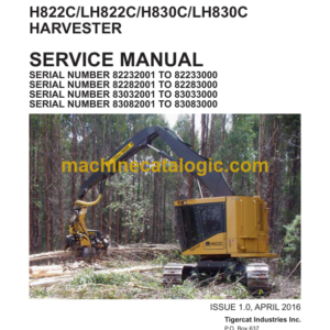 Tigercat H822C, LH822C, H830C, LH830C Harvester Service Manual (82282001 - 82283000)