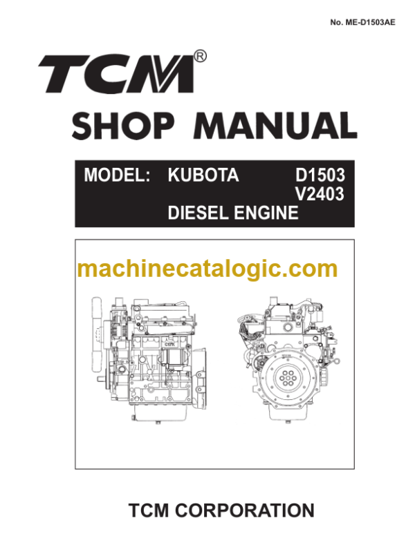 TCM KUBOTA D1503 V2403 Diesel Engine Shop Manual