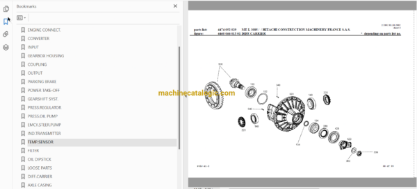 Hitachi LX170E-1 Wheel Loader Full Parts Catalog