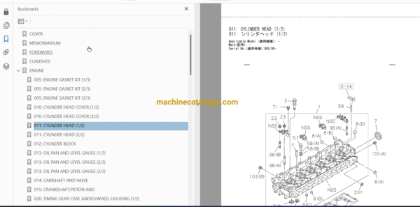 Hitachi ZW220 Wheel Loader Full Parts and Engine Parts Catalog Hitachi ZW220 Wheel Loader INDEX: