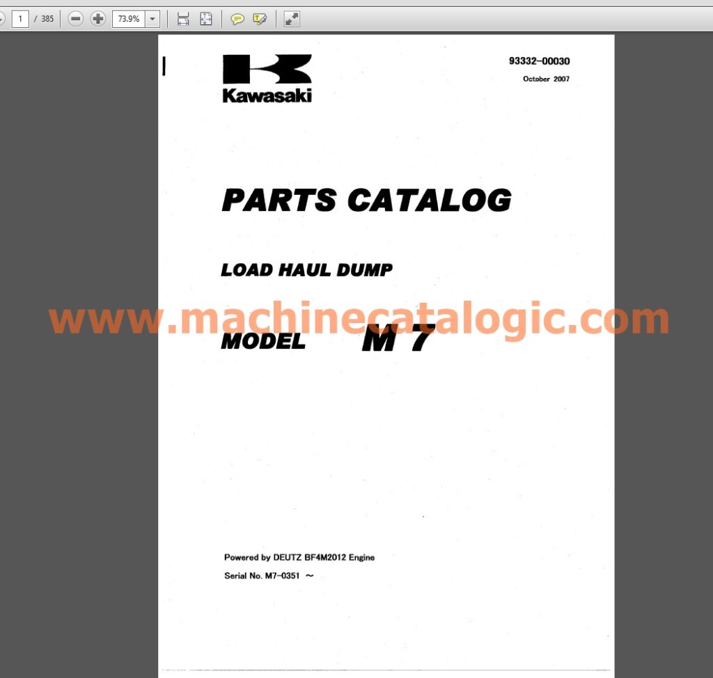 Kawasaki (KCM) Construction Machinery Service and Parts Manual Full PDF