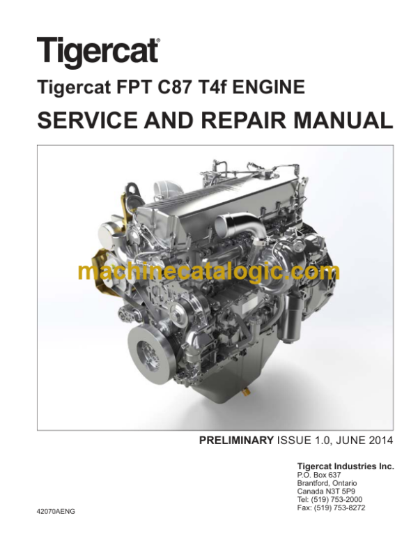 Tigercat FPT C87 T4f Engine Service and Repair Manual (42070A)