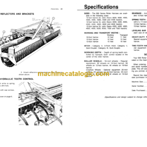 John Deere 930 Series Roller Harrows Operator’s Manual (OMA26259)