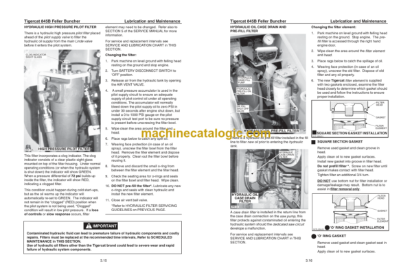 Tigercat 845B Feller Buncher Service Manual (8450501 - 8451499)