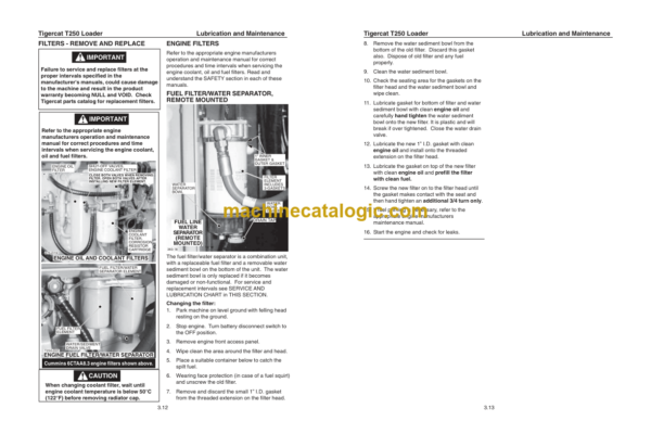 Tigercat T250 Loader Service Manual