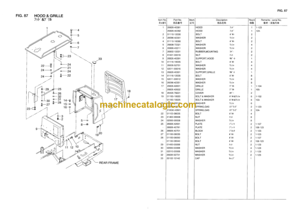 Hitachi LX300-7 Wheel Loader Parts Catalog